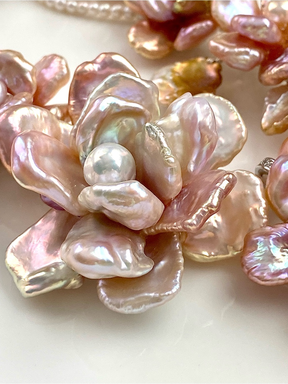N314-Premium Sakura Pink Petal Pearl 5 Flowers With A Detachable Flower Pendant - Picture 5 of 15